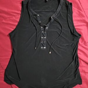 Black Lace-Up Sleeveless Top